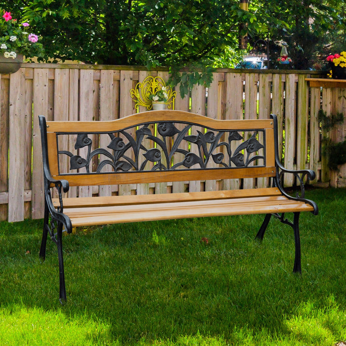 Outsunny 50" 2-seater Garden Bench Chair, Natural