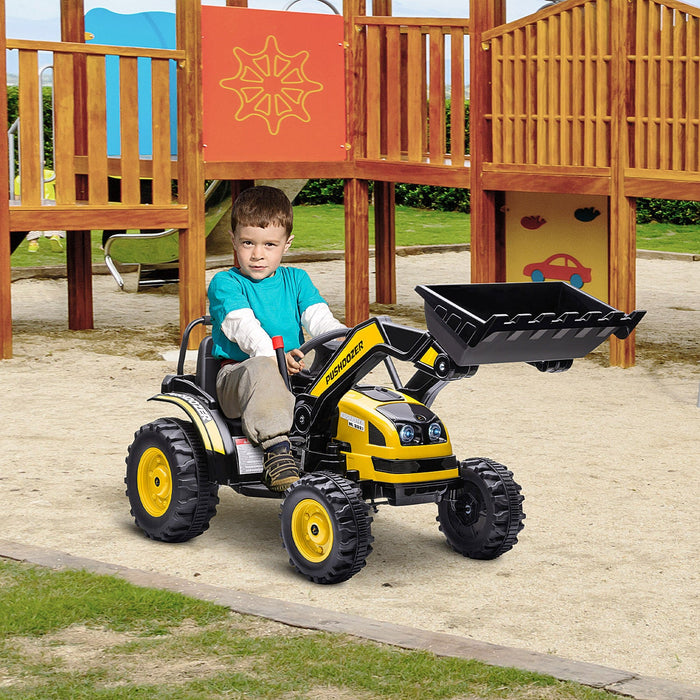 Aosom Kids Digger Powered Ride-On Excavator 6v Battery Powered Construction Tractor Music Headlight 