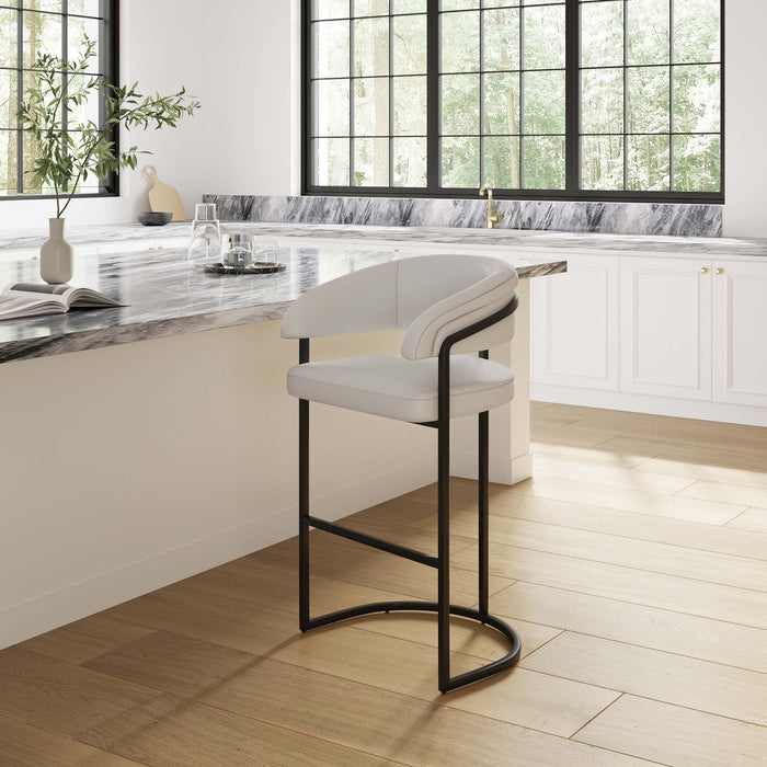 Augusta Modern Metal Upholstered Barstool in Light Gray 