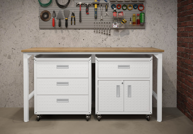 Fortress Modern 3-Piece Garage Set in White Garage Storage 