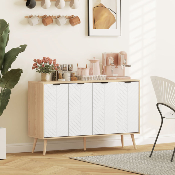 HOMCOM 47" Sideboard, Buffet Cabinet with Adjustable Shelves, Natural