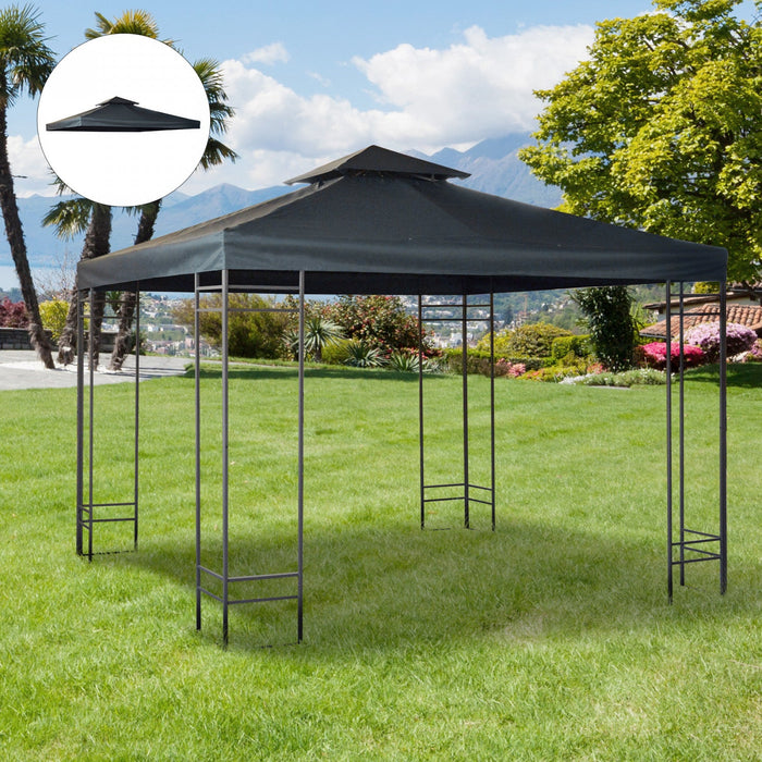 Outsunny 9.8' X 9.8' Square 2-tier Gazebo Canopy Replacement Top Cover Outdoor Garden Sun Shade, Cha