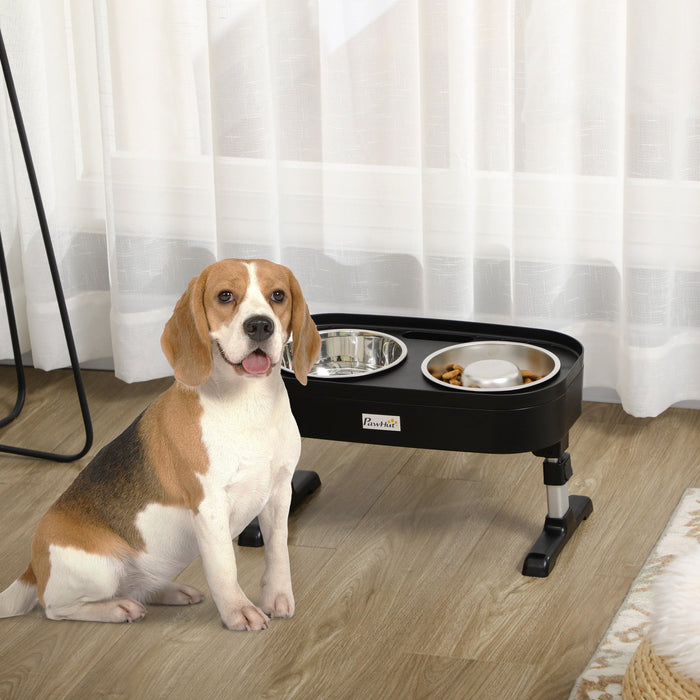 Pawhut Pet Feeder, 4 Adjustable Heights Elevated Dog Bowls With Slower Feeder, Stainless Steel Food 