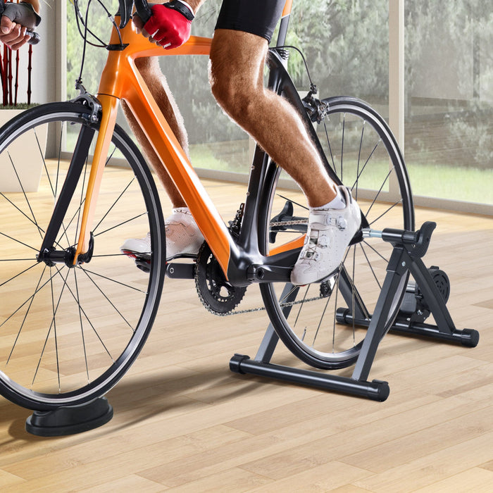 Soozier Foldable Indoor Bike Trainer, Stationary Bicycle Stand For Riding Exercise, 26-28\" & 700c Wh
