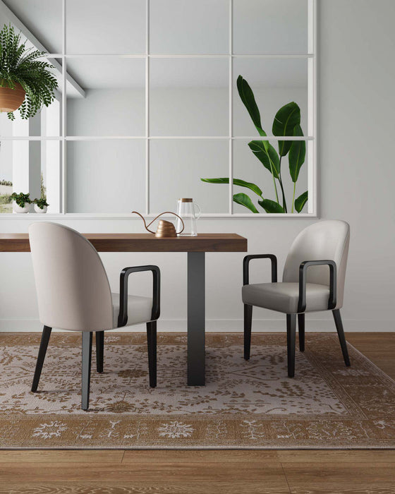 Hillman Modern Wood Upholstered Armchair in Light Gray - Set of 2 Dining Chair 