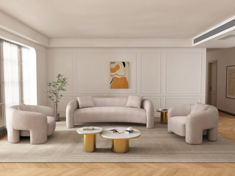 Sylvia Modern Glam 3-Piece Sofa Set in Gold Dust 