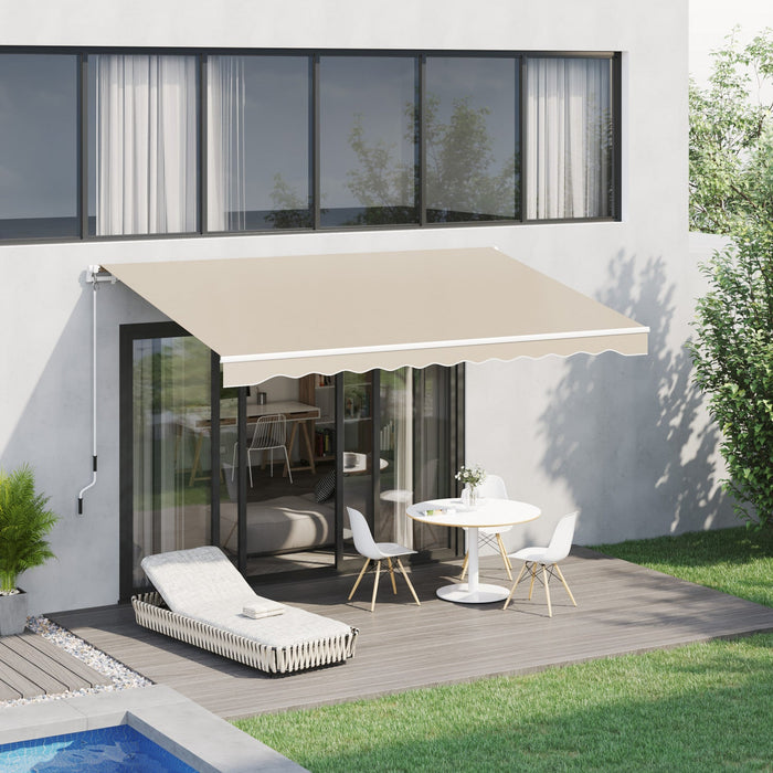 Outsunny 13' X 8' Manual Retractable Patio Awning Sun Shade Outdoor Deck Window Door Canopy Shelter 