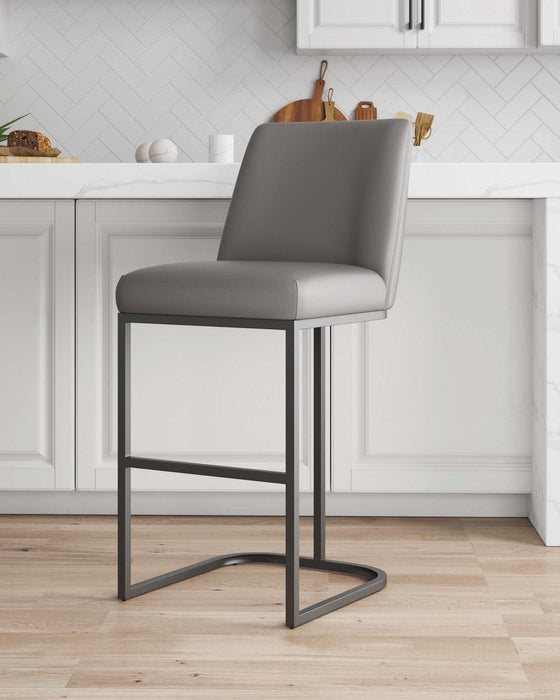 Serena Modern Metal Upholstered Barstool in Taupe Bar Stool 