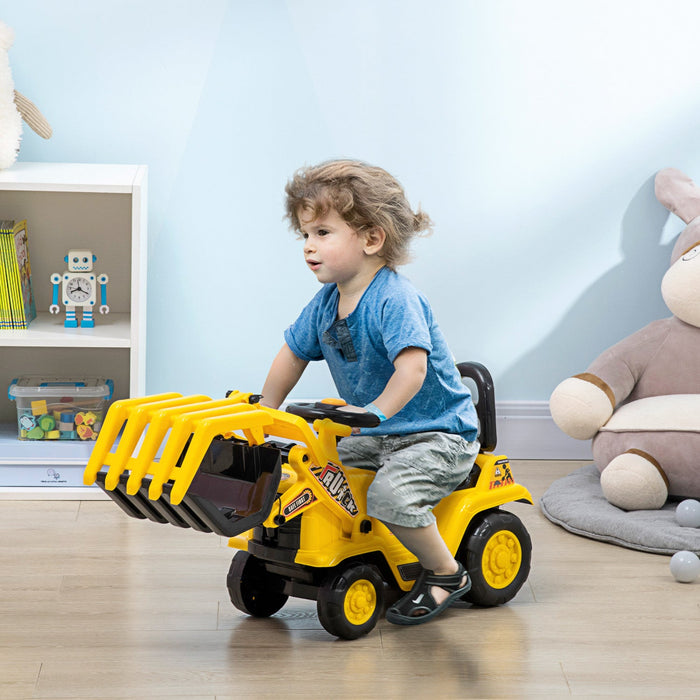 Aosom Toy Tractors For Kids Ride On Excavator With Grabber, Ride On Tractor Pretend Play, Constructi
