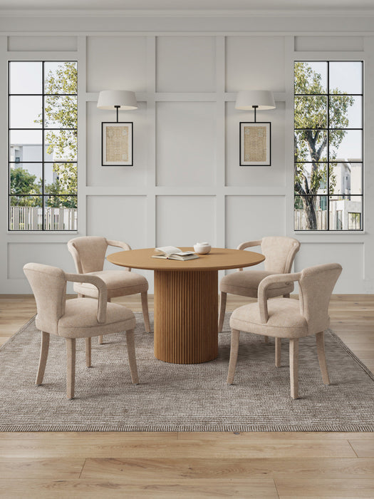 Hathaway and Palmer Modern Industry Chic 5-Piece Dining Set in Ivory and Natural Dining Room Set 