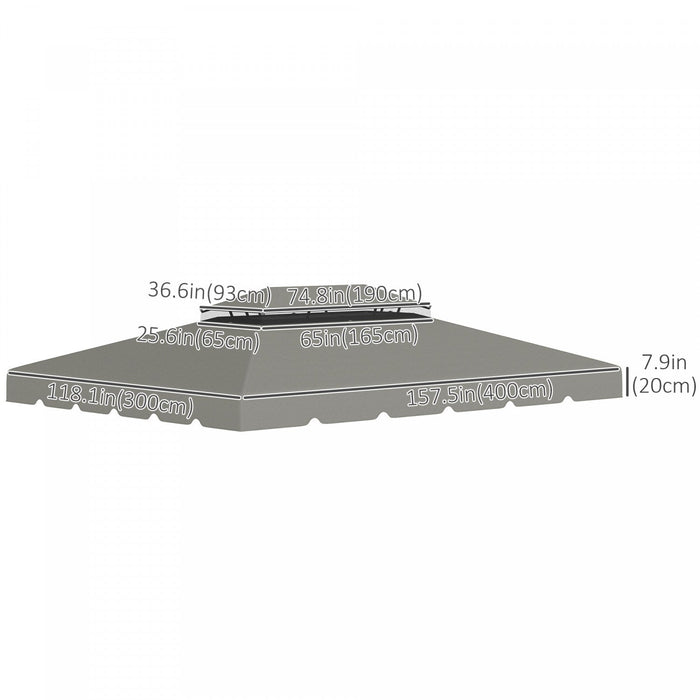 Outsunny 13.1' X 9.8' Gazebo Replacement Canopy, Double Vented Gazebo Top Cover For Garden Patio Out