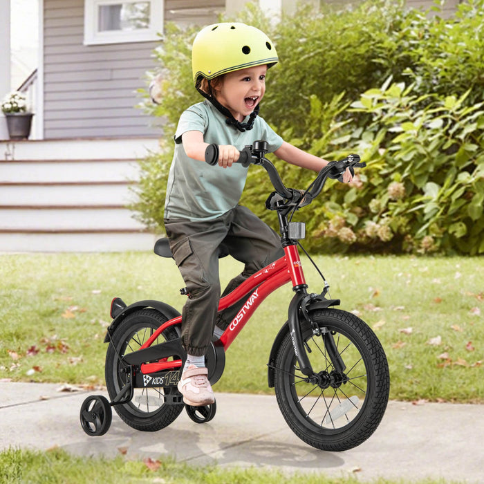 Costway 14" Kids Bike For 3-5 Years Old Boys & Girls With Adjustable Seat Handbrake Reflectors Red