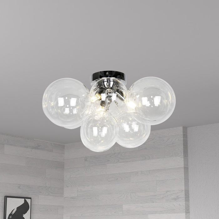Dainolite Comet 3 Light Flush Mount Polished Chrome Clear Glass Lamp