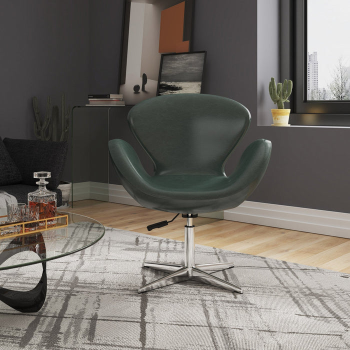 Raspberry Modern Upholstered Swivel Lounge Chair in Forest Green - Set of 2 Accent Chair 