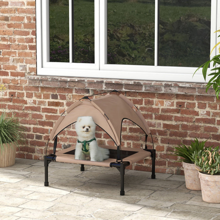 Pawhut Elevated Dog Bed With Canopy, Cooling Dog Cot Bed For Camping, Portable Raised Pet Cot With W