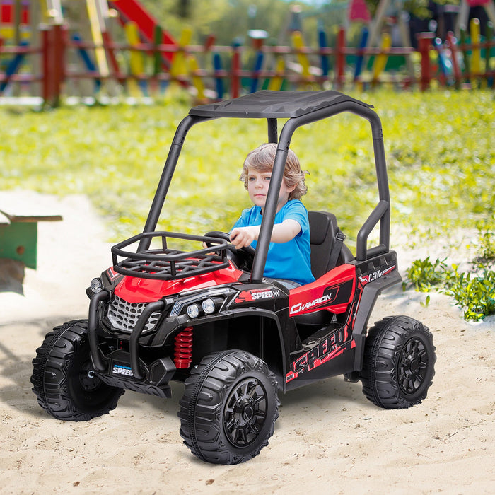 Aosom Kids Ride On Car 12v Battery-powered Electric Off-road Utv Toy 1.8-3.7 Mph With High Roof Pare