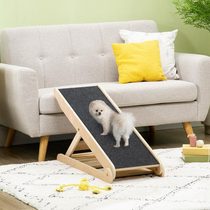 Pawhut Dog Ramp For Bed Couch, Foldable Pet Ramp Height Adjustable 4 Levels From 14.75\" To 24.5\" For