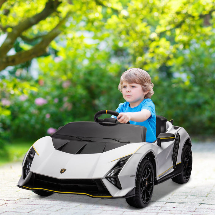 Qaba 12v Electric Car For Kids, Battery Powered Ride-On Lamborghini Autentica Licensed Kids Car With
