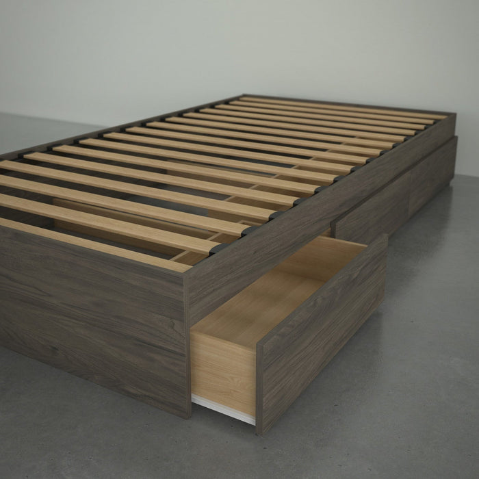 Nordika Twin Storage Platform Bed - Grey 