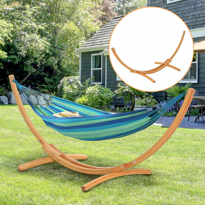Outsunny 11' Wooden Hammock Stand Universal Garden Picnic Camp Accessories, Curved Arc Design Stand,