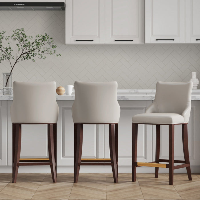 Shubert Modern Wood Upholstered Barstool in Light Gray - Set of 3 