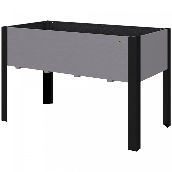Outsunny Raised Garden Bed, Elevated Planter Box, 47"x24"x29" with Legs, Metal Frame, Wooden Planter Pot for Backyard, Patio to Grow Vegetables, Herbs, and Flowers, Grey