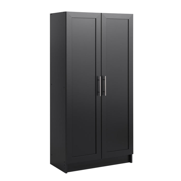 Elite Accent Storage Cabinet with Panel Doors & 3 Shelves - Black