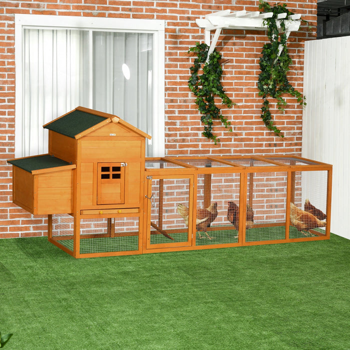 Pawhut 117\" Chicken Coop, Wooden Rabbit Hutch With Chicken Run, Slide-out Tray, Asphalt Roof, Nestin