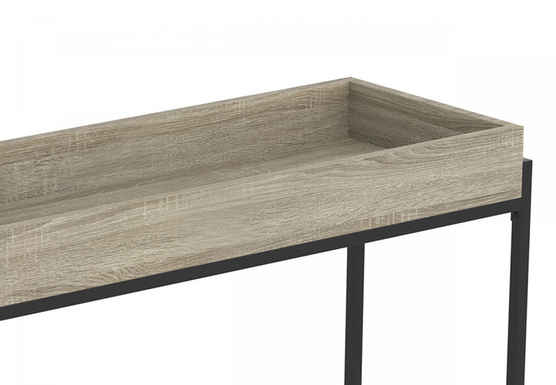 40” Modern Console Table With Sunkey Tray - Dark Taupe With Black Metal 