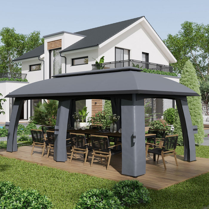 Outsunny 10' X 20' Patio Gazebo, Outdoor Gazebo Canopy Shelter With Netting, Vented Roof, Steel Fram