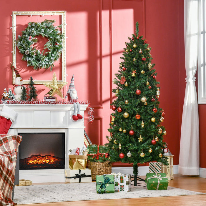 HOMCOM 6ft Artificial Christmas Tree, Xmas Tree with 583 Branch Tips, Green
