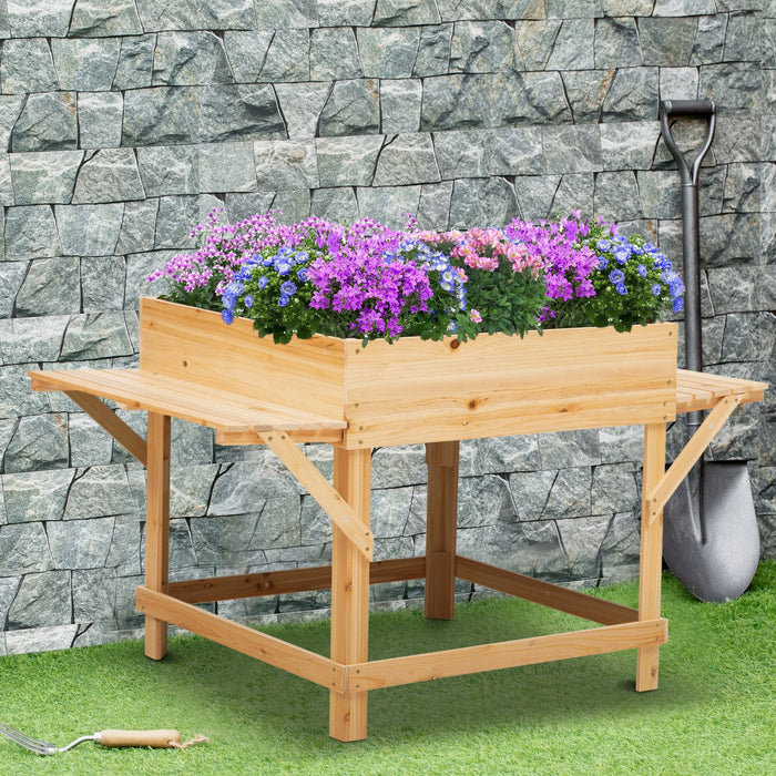 Outsunny Elevated Planter Box With Legs, Raised Garden Planter Bed With Non-woven Liner And Side Tab