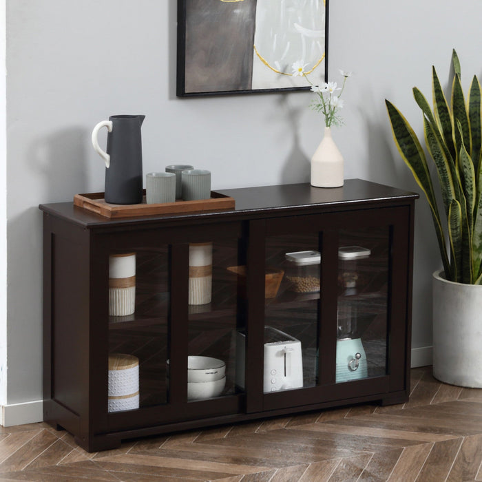 HOMCOM Kitchen Sideboard Stackable Storage Cabinet with Sliding Glass Door