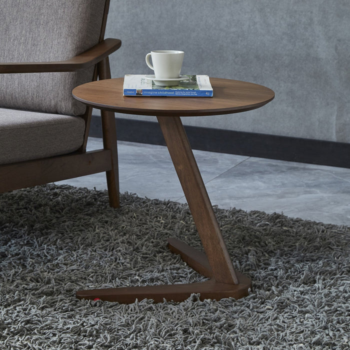Logan Space-saving Z-design End Table With Rubber Wood - Walnut 