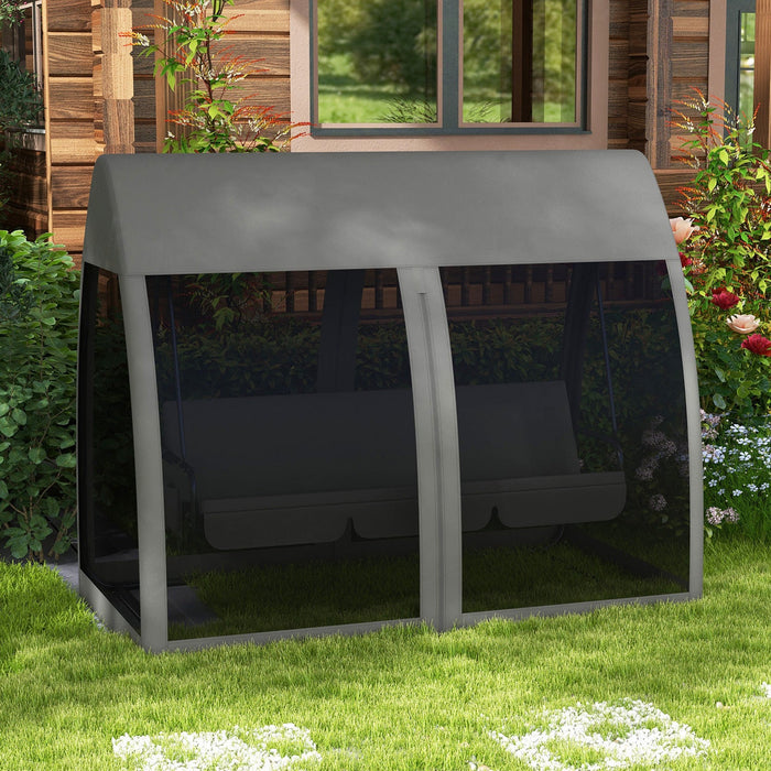 Outsunny 3-seat Outdoor Swing Chair, Chaise Lounger Bed W/ Canopy&netting