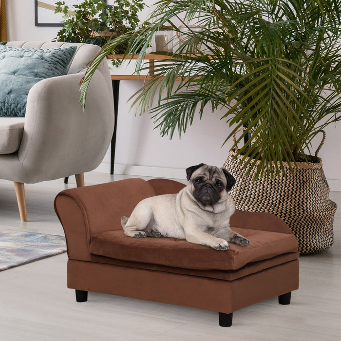 Pawhut Pet Sofa Dog Couch Chaise Lounge Pet Bed With Storage Function Small Sized Dog Various Cat Sp