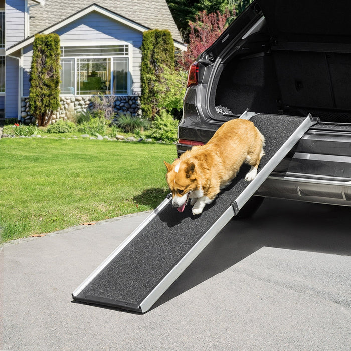 Pawhut 72-inch Portable Folding Dog Ramp For Cars, Trucks, Suvs, Non-slip Pet Ramp For Large Dogs, A