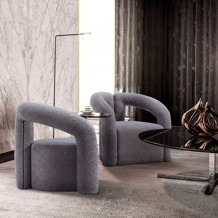 Darian Modern Boucle Lounge Chair in Gray - Set of 2 