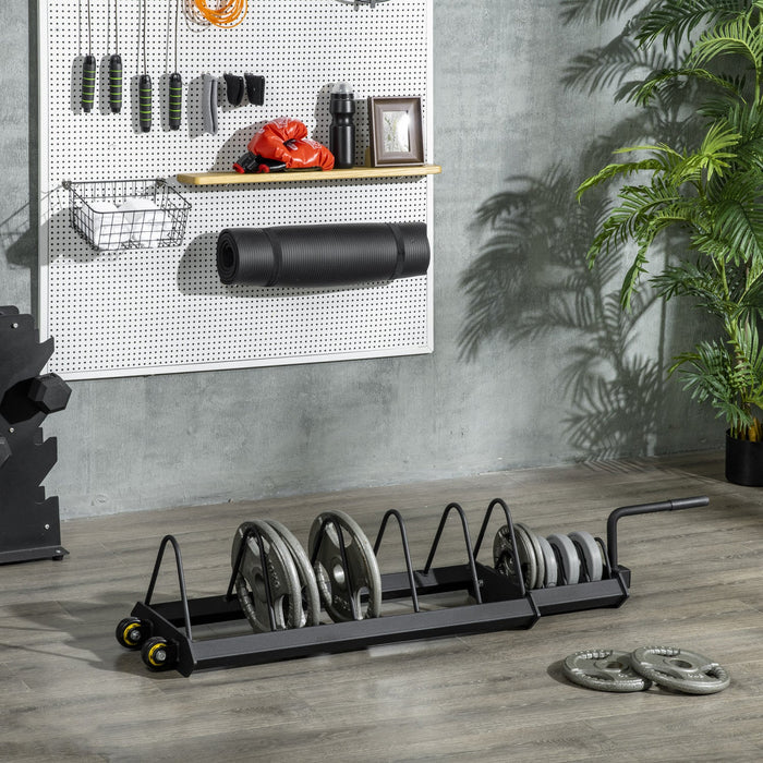 Soozier Horizontal Weight Rack, Weight Plate Rack Holder, Bumper Plate Storage With Transport Wheels
