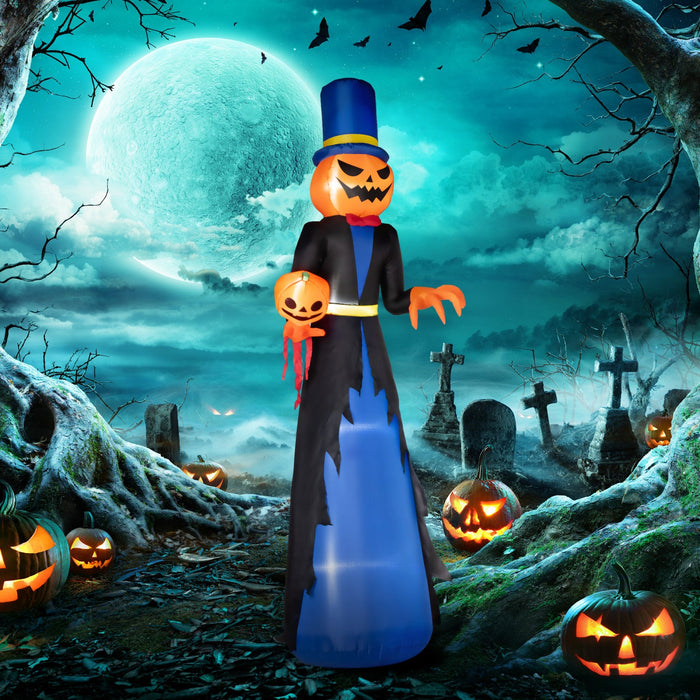 Homcom 10ft Halloween Inflatable Pumpkin Head Reaper Outdoor LED Display