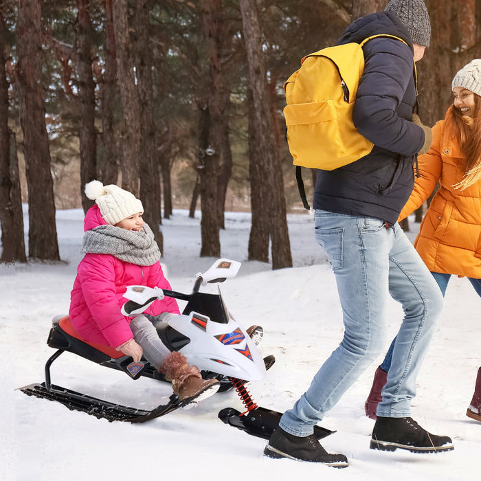 Soozier Snow Racer Sleds For Kids With Padded Rubber Seat, Snow Motor With Wind Shield Handle And An