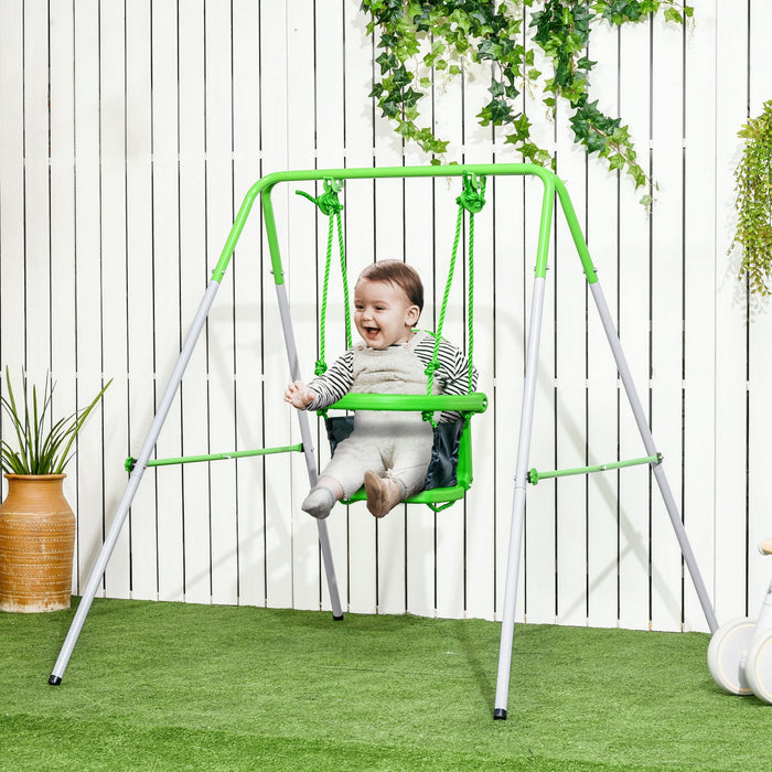 Outsunny 2 In 1 Swing Set For Toddlers, Kids Swing Set With Safety Harness For Indoor, Outdoor Play,