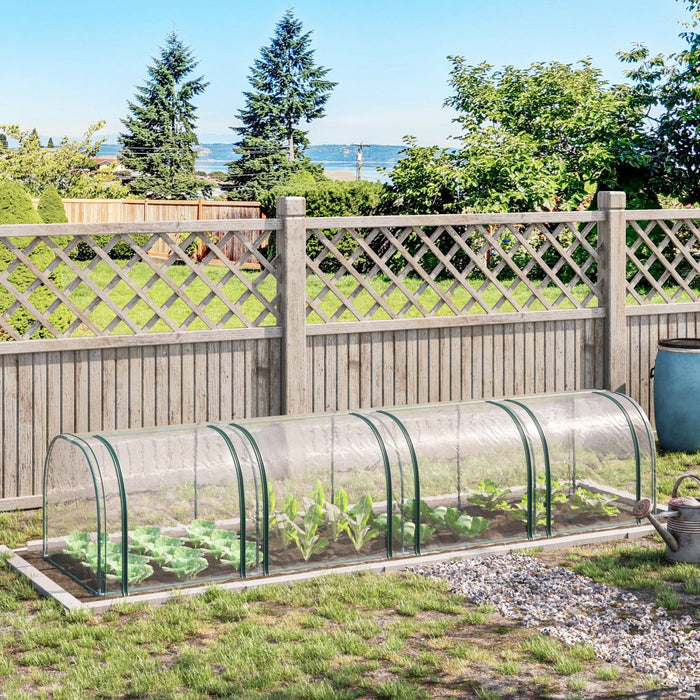 Outsunny 13' X 3' X 2.5' Portable Mini Tunnel Greenhouse With 4 Zipped Doors, Portable Small Green H