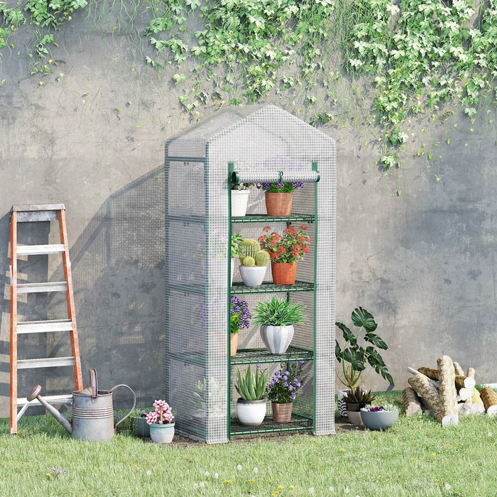 Outsunny 28\" X 20\" X 63\" Portable Greenhouse With 4 Tier Shelves Outdoor Hot House Plant Flower Gree