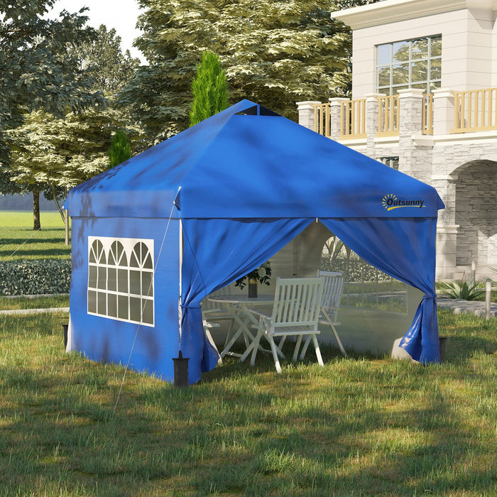 Outsunny 10' X 10' Pop Up Canopy Tent, Instant Sun Shelter, Tents For Parties, With Wheeled Carry Ba
