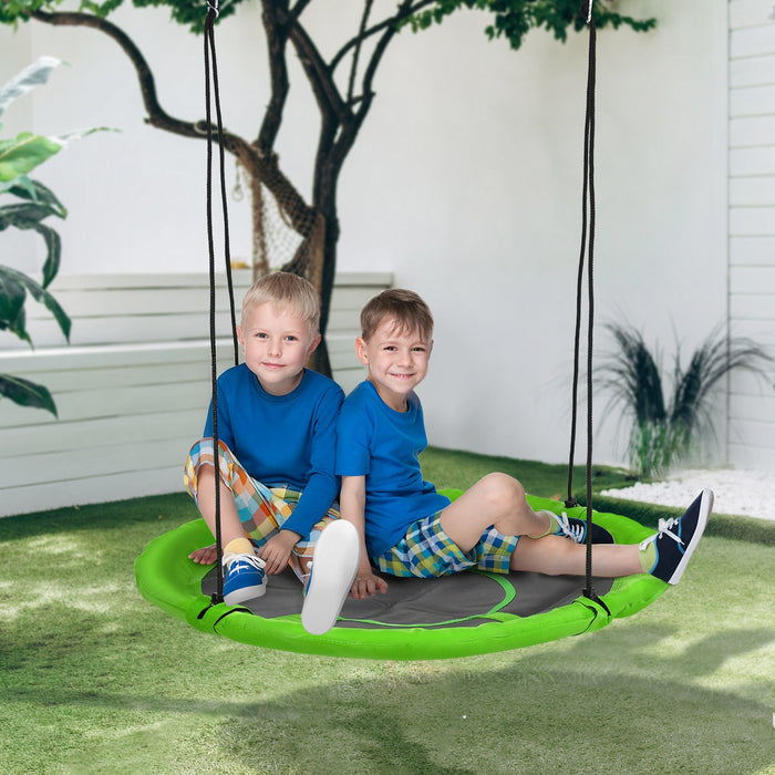Outsunny 43.25" Saucer Swing Giant Hanging Tree Swing, Nest Web Rope Seat, Adjustable Hanging Ropes for Indoor Outdoor Children 3-12 Years Old, Green
