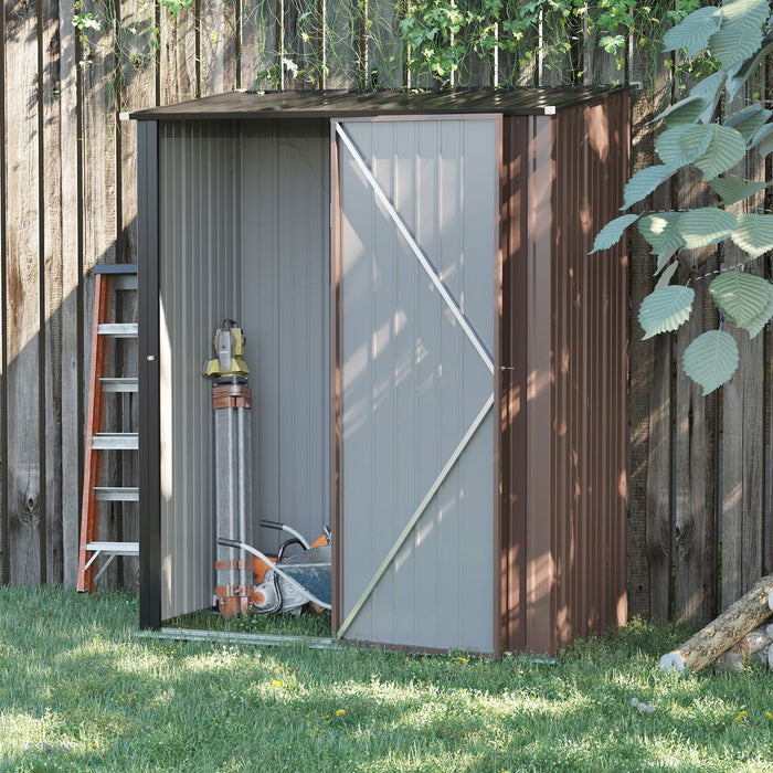 Outsunny 5' X 3' Outdoor Storage Shed, Steel Garden Shed With Single Lockable Door, Tool Storage Hou