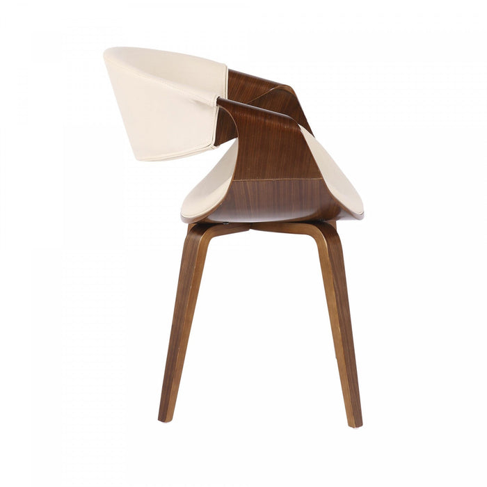 LumiSource Symphony Faux Leather Mid-Century Modern Dining Accent Chair - Walnut/Cream