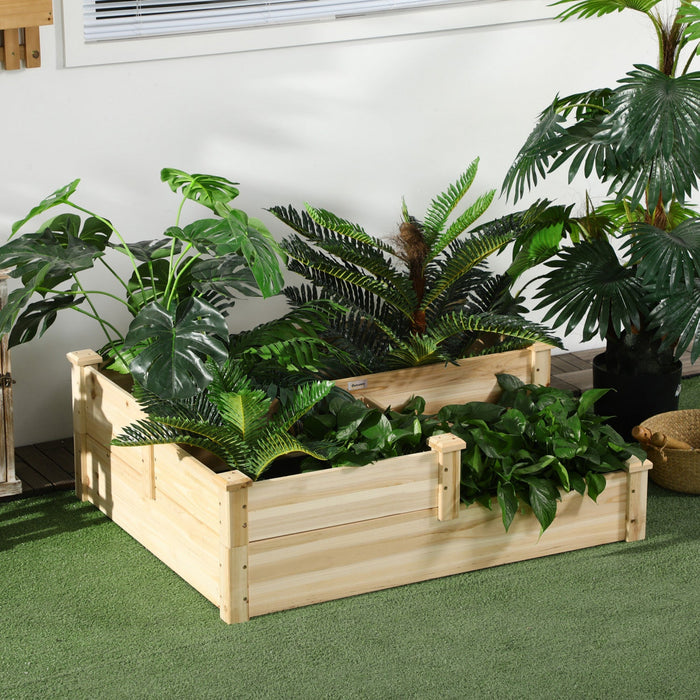 Outsunny 3 Tier Raised Garden Bed, Wooden Raised Planter Box Kit For Growing Vegetables, Herbs, Flow