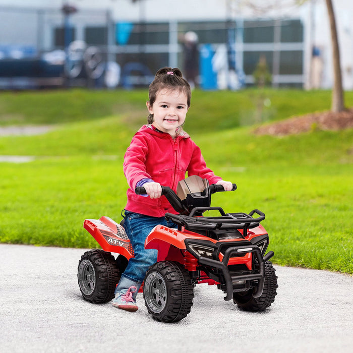 Aosom Kids Powered Ride-On Atv Quad Bike Four Wheeler Car With Music, 6v Battery Powered Motorcycle 